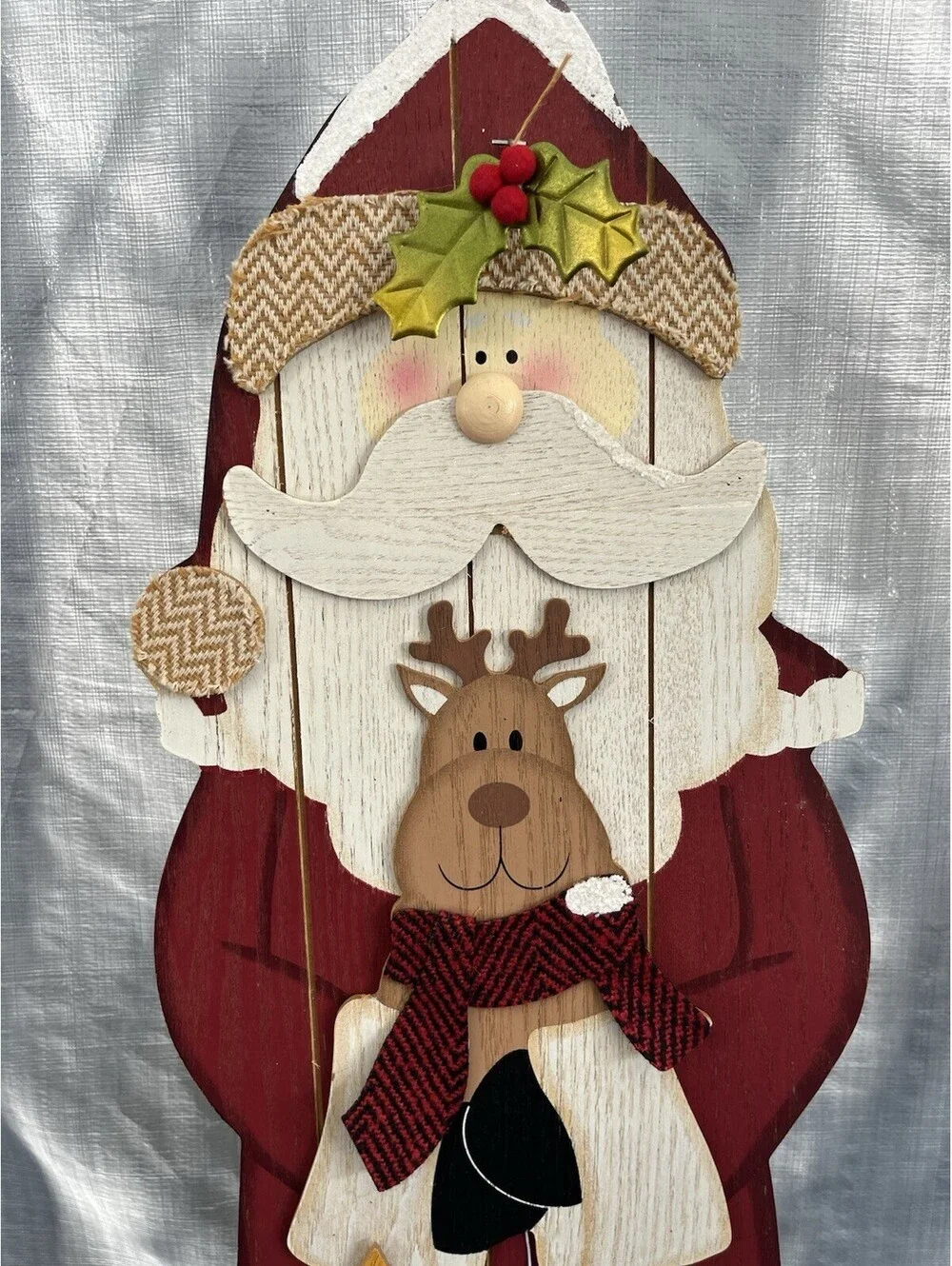Vintage Wooden Santa Clause Countdown To Christmas Decor W/ Magnet